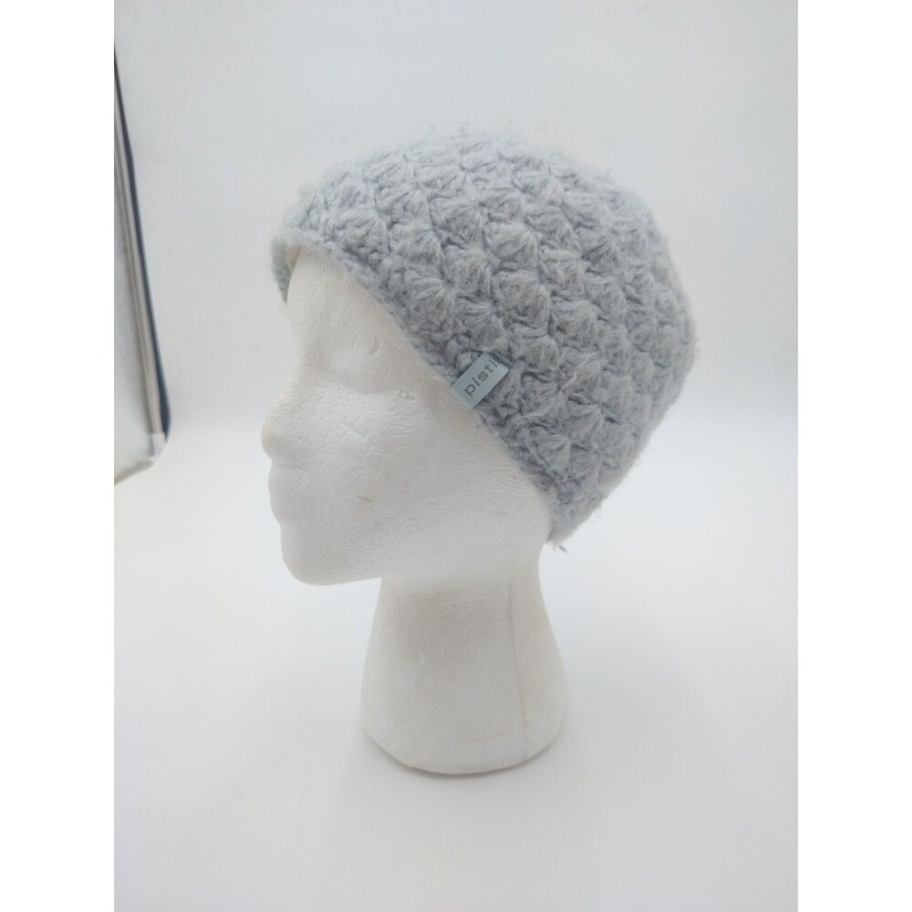Women's O/S Pistil Icy Gray Acrylic Knit Beanie Skull Cap Hat lined (Read)